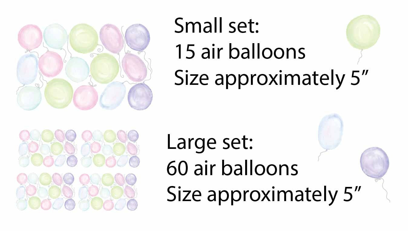 Watercolor Air Balloons Wall Decals Nursery Stickers Polka Dots, LF416