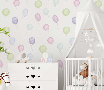 Watercolor Air Balloons Wall Decals Nursery Stickers Polka Dots, LF416