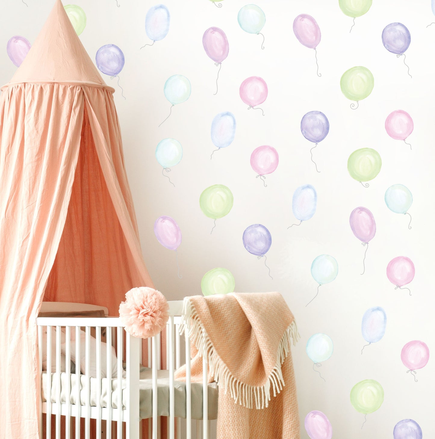 Watercolor Air Balloons Wall Decals Nursery Stickers Polka Dots, LF416