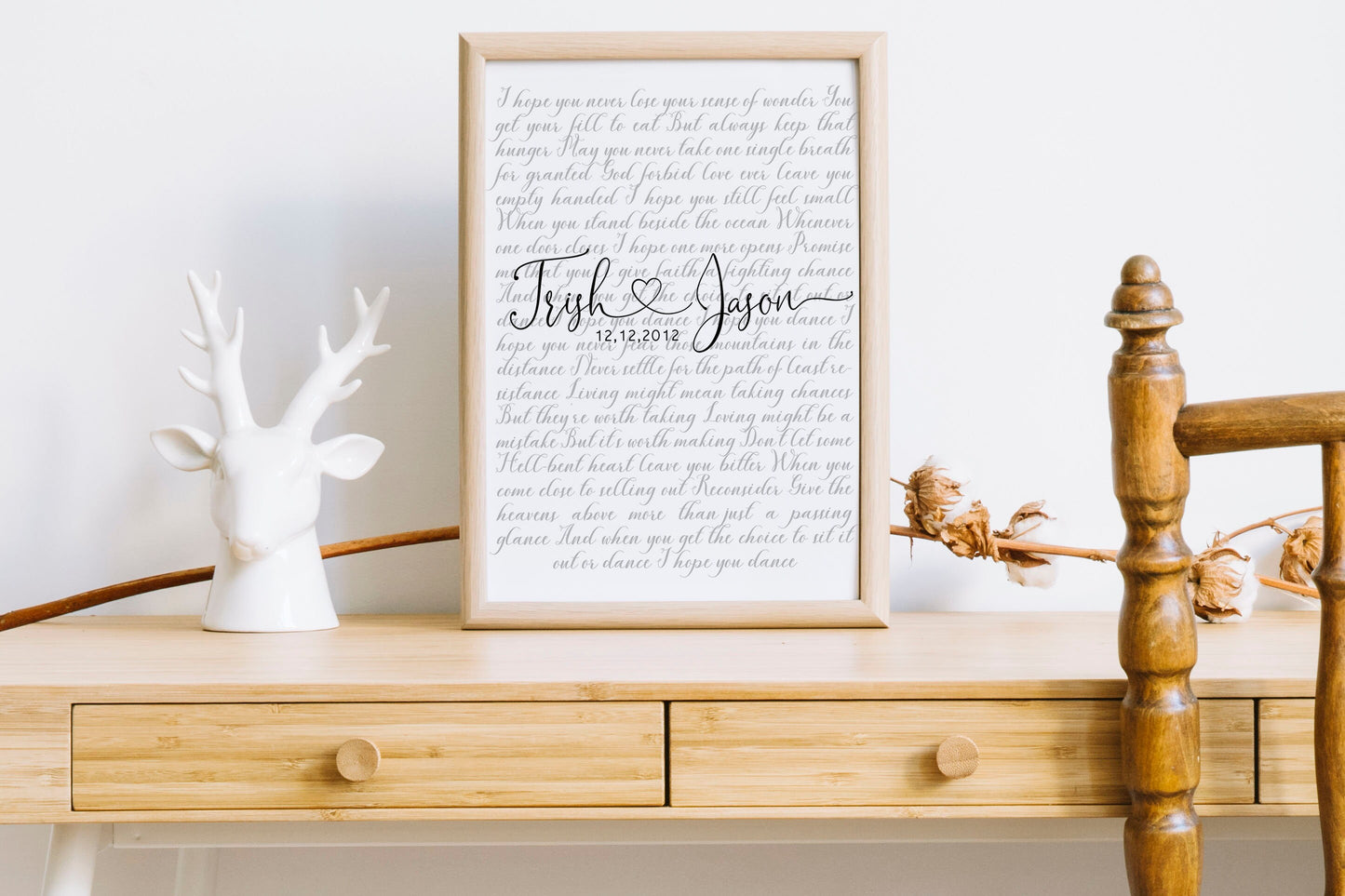 Anniversary Gift Wedding Song Vows Print Lyrics Poster Personalized Custom Names, LF420