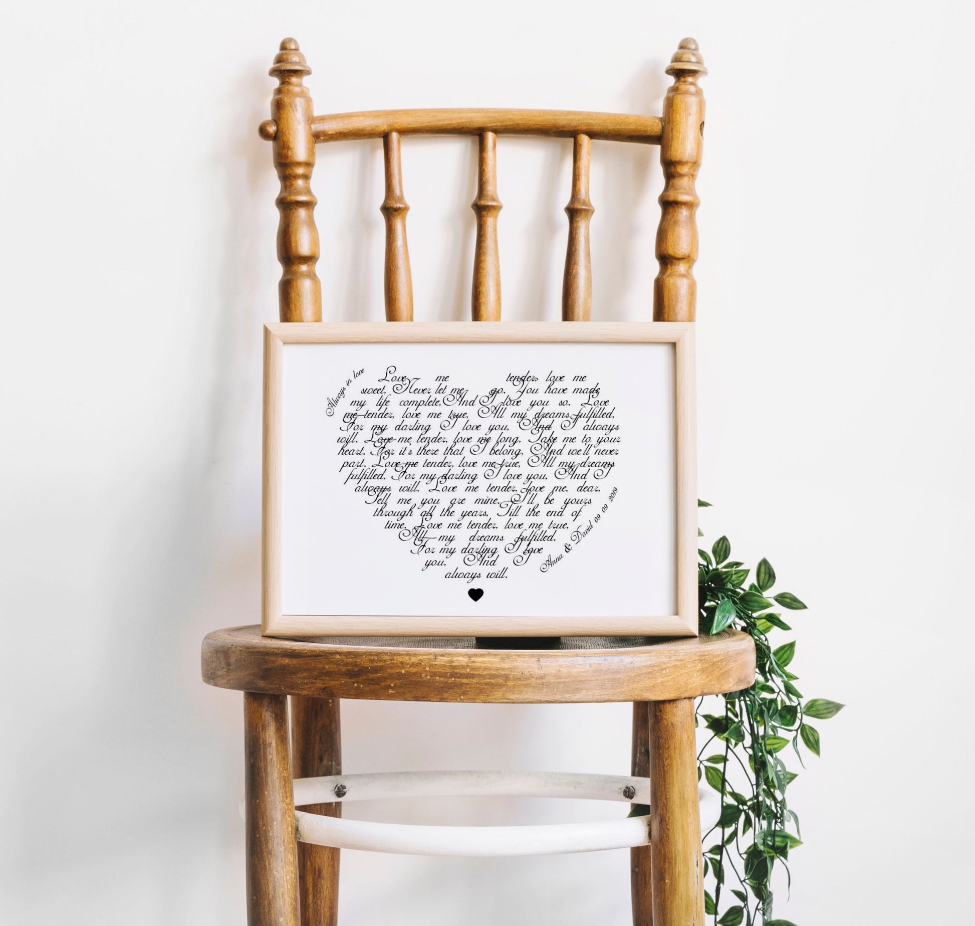 Wedding Song Vows Print Lyrics Poster Anniversary Gift Personalized Custom Names, LF421