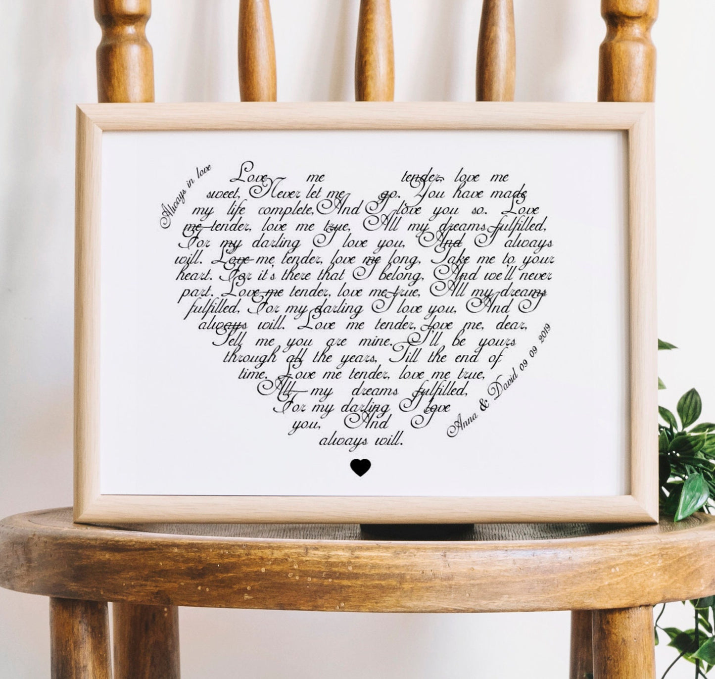 Wedding Song Vows Print Lyrics Poster Anniversary Gift Personalized Custom Names, LF421