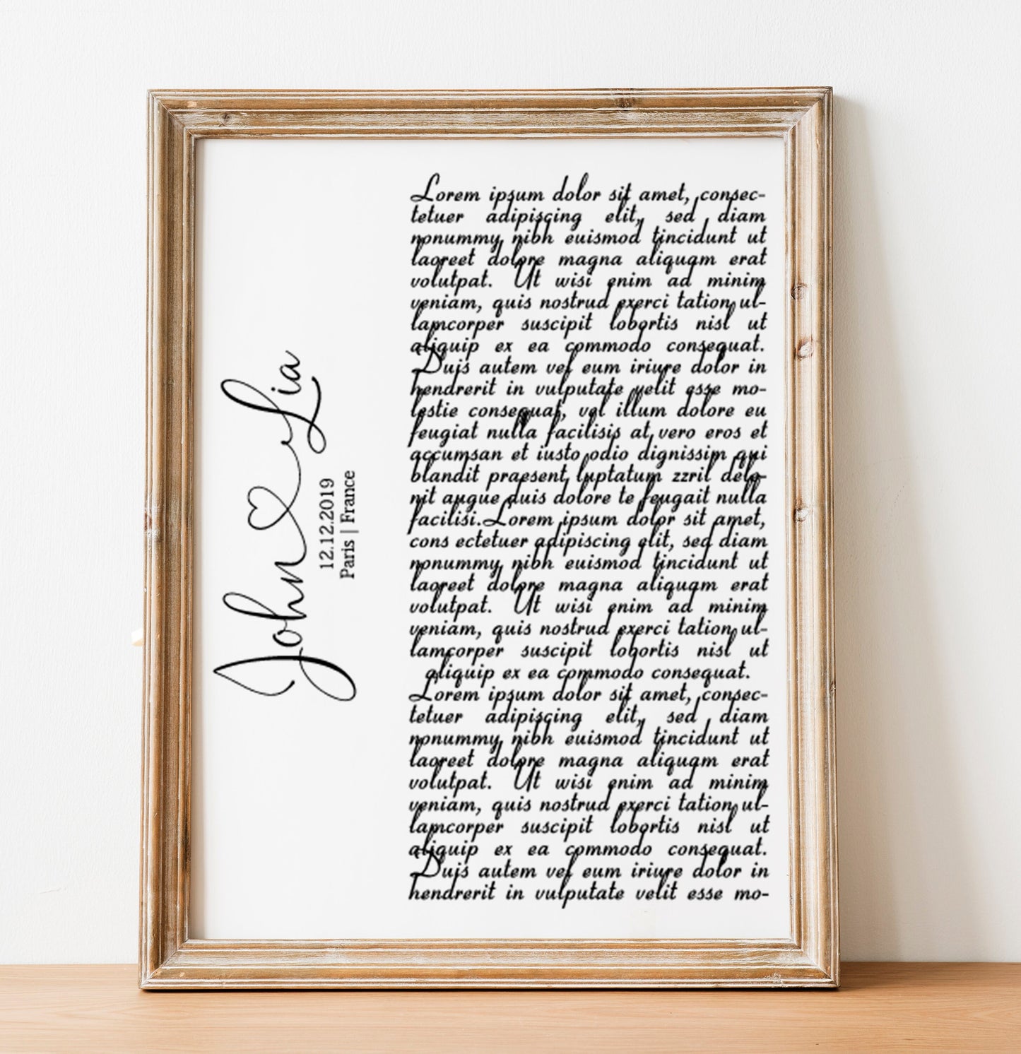 Print Gift Wedding Song Vows Lyrics Poster Anniversary Personalized Custom Names, LF426