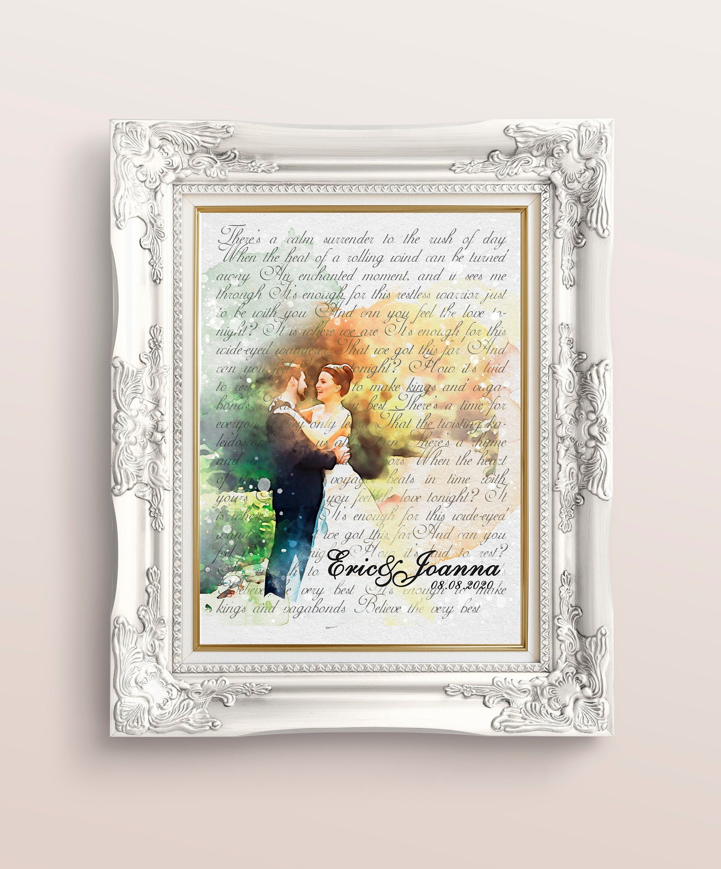 Print Gift Wedding Song Vows Lyrics Poster Anniversary Personalized Custom Names Photos, LF427