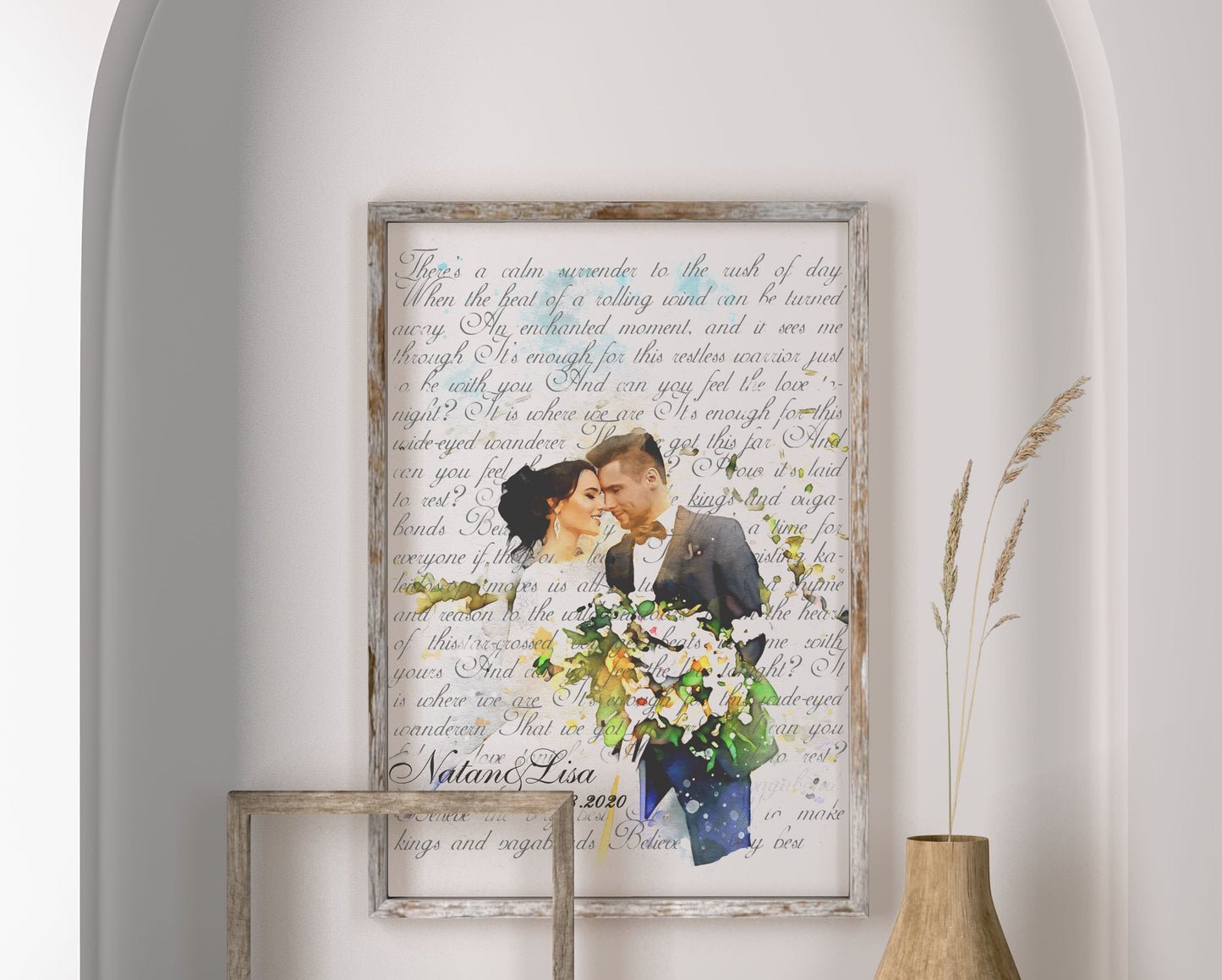 Print Gift Wedding Song Vows Lyrics Poster Anniversary Personalized Custom Names Photos, LF427