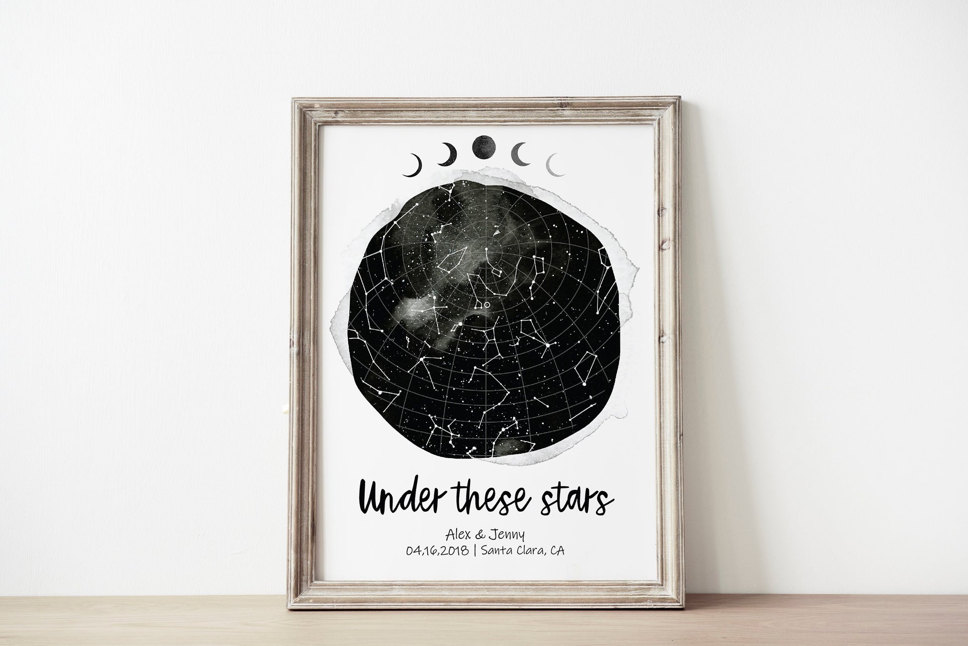 Valentine's Day Gift Star Map Print Custom Sky Constellations Name Poster Anniversary, LF434