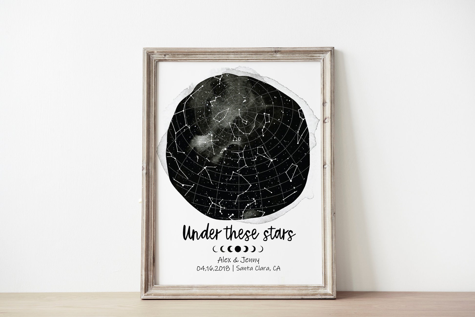 Valentine's Day Gift Star Map Print Custom Sky Constellations Name Poster Anniversary, LF434