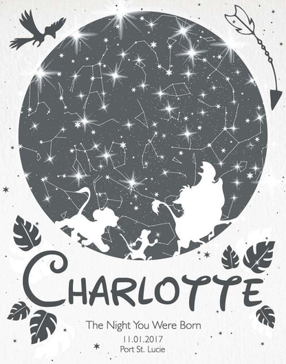 Custom Night Sky Print Nursery Decor Star Map Name Date 1st Birthday Gift, LF438