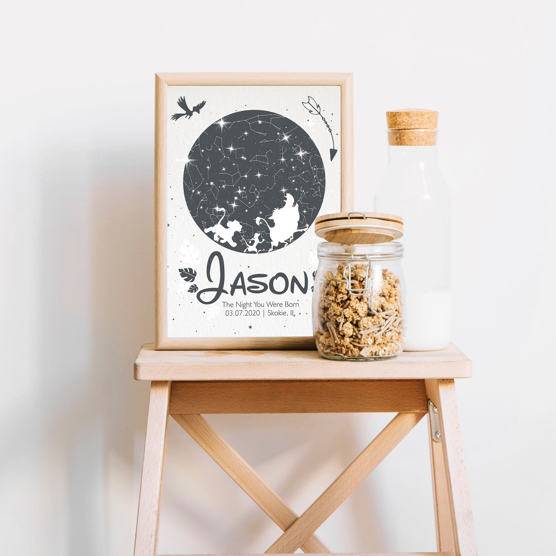 Custom Night Sky Print Nursery Decor Star Map Name Date 1st Birthday Gift, LF438