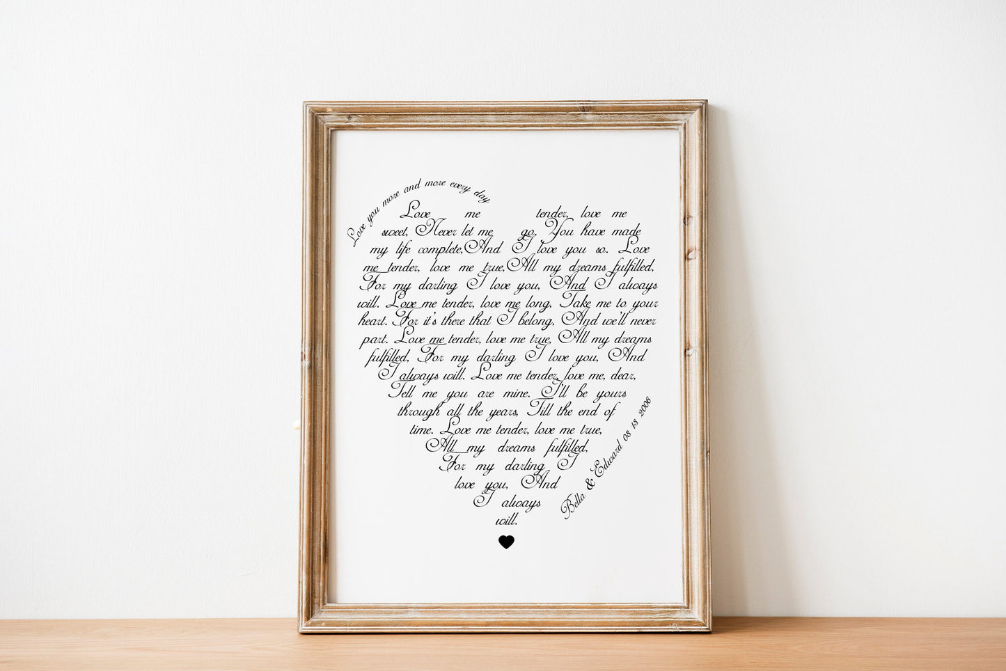 Wedding Song Vows Print Lyrics Poster Anniversary Gift Personalized Custom Names, LF421