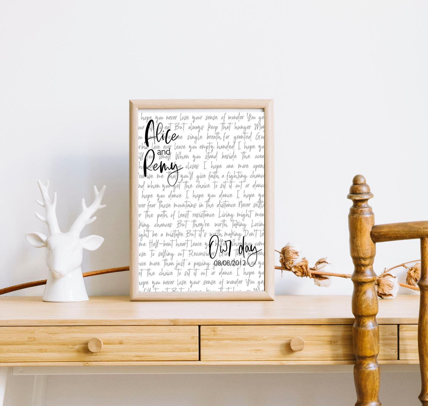 Print Gift Wedding Song Vows Lyrics Poster Anniversary Personalized Custom Names, LF422