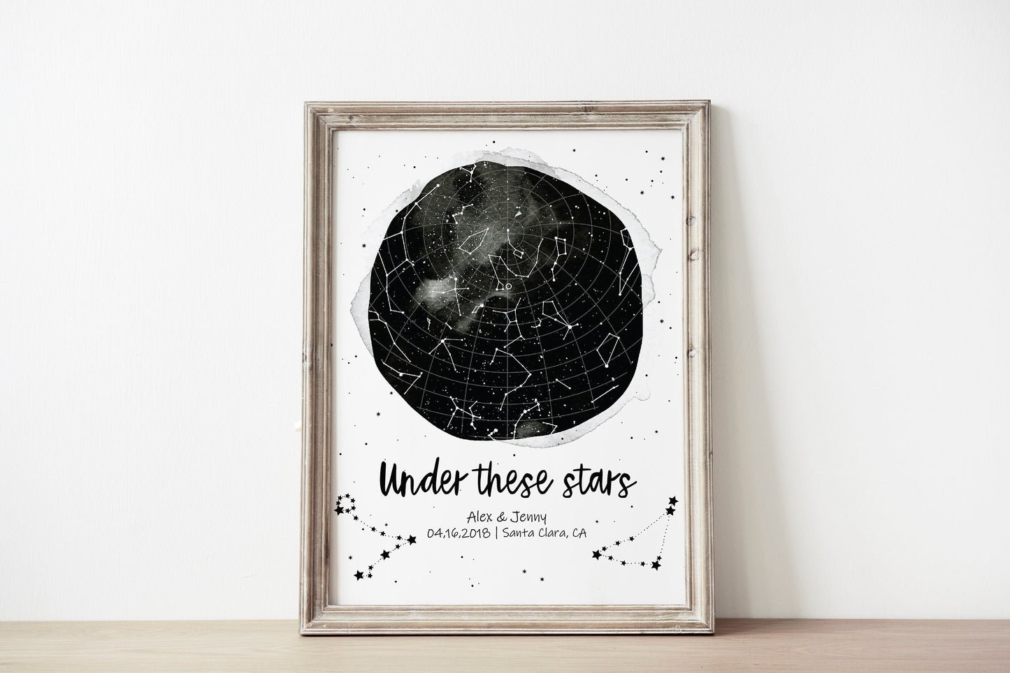 Valentine's Day Gift Star Map Print Custom Sky Constellations Name Poster Anniversary, LF434