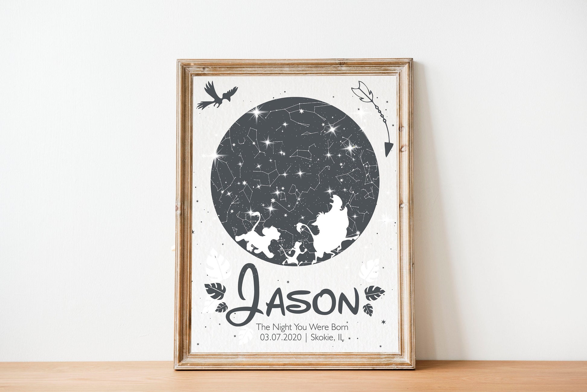 Custom Night Sky Print Nursery Decor Star Map Name Date 1st Birthday Gift, LF438