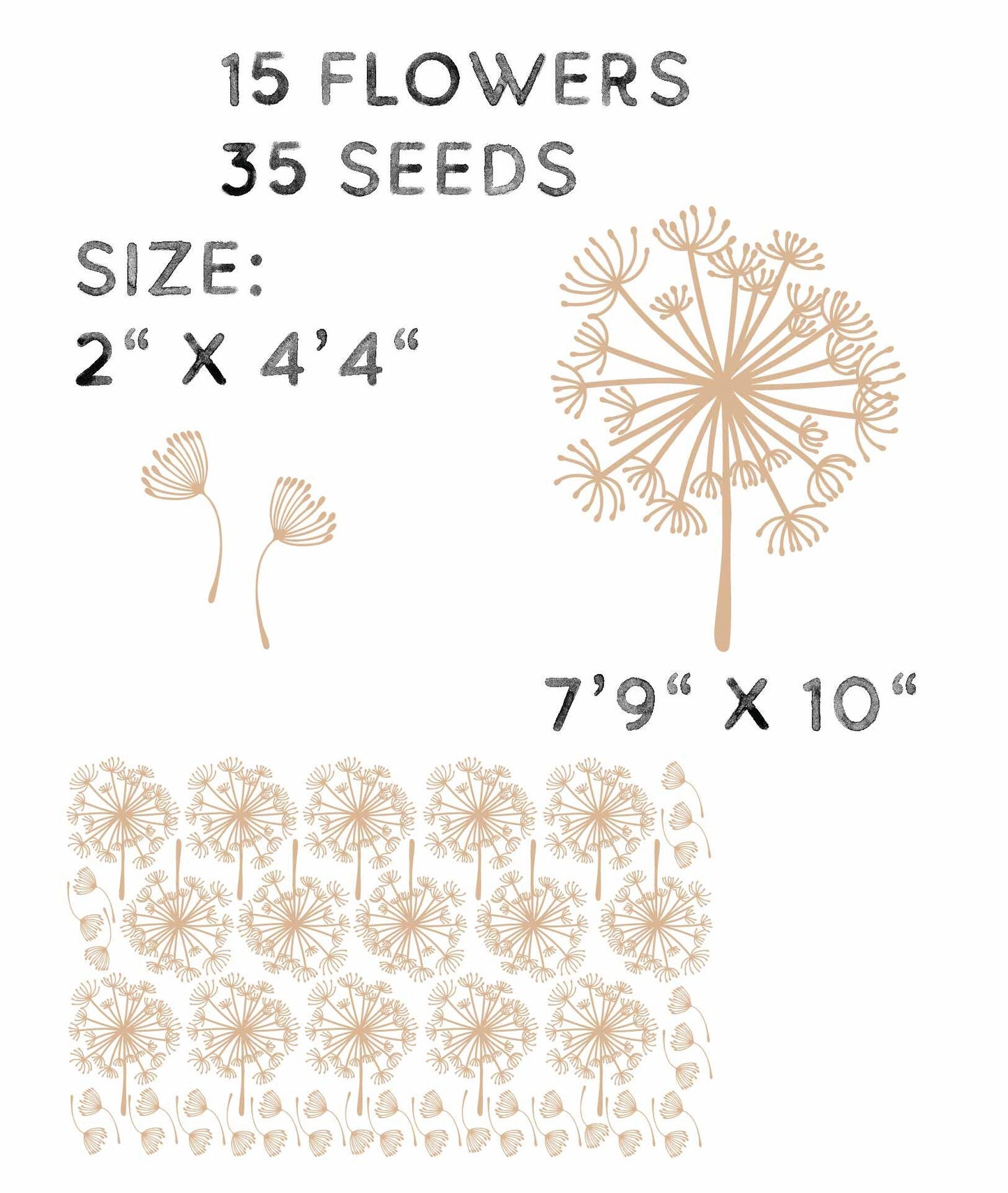 Dandelions Flowers Seeds Tender Wall decals Nursery greenery Stickers Nature Decor, LF461