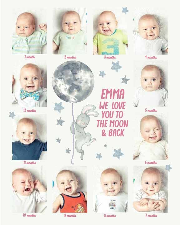 Custom Baby's First Year Poster 12 months Photo Print nursery Decor 1st Birthday Gift, LF464