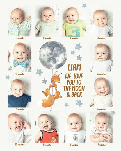 Custom Baby's First Year Poster 12 months Photo Print nursery Decor 1st Birthday Gift, LF464