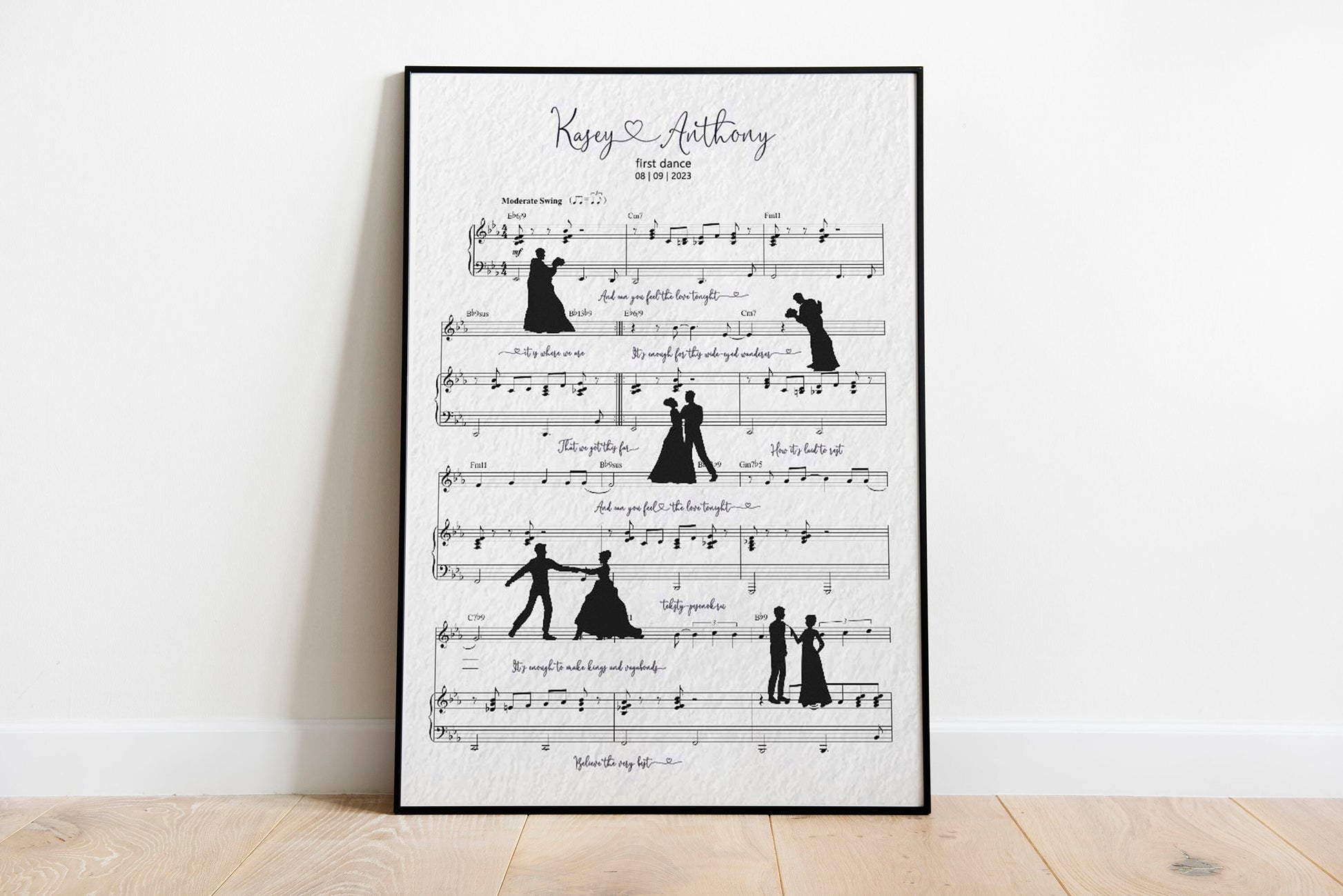 Song Lyrics First Dance Song Print Personalised Wedding Poster Anniversary Gift, Typography Print, Music Art, Wedding Gift, LF495A