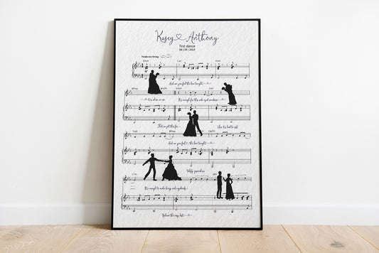 Song Lyrics First Dance Song Print Personalised Wedding Poster Anniversary Gift, Typography Print, Music Art, Wedding Gift, LF495A