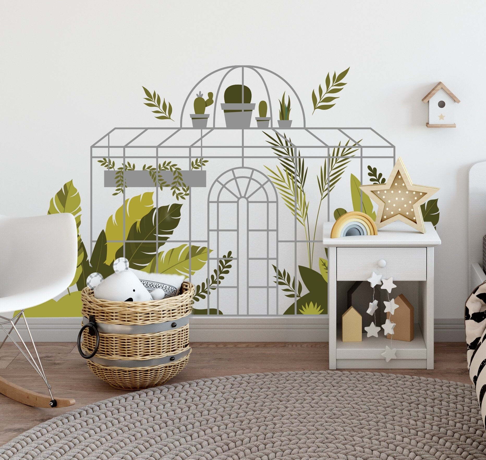 Greenhouse Wall Sticker Large Flower Greenery Decals Nature Boho Nursery Kid's Bedroom Bathroom PlayRoom Decoration, LF541