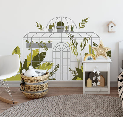 Greenhouse Wall Sticker Large Flower Greenery Decals Nature Boho Nursery Kid's Bedroom Bathroom PlayRoom Decoration, LF541