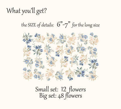 Large Watercolor Flower Greenery Wall Decals Nature Sticker Boho Nursery Leaves Flowers Room Decoration, LF543