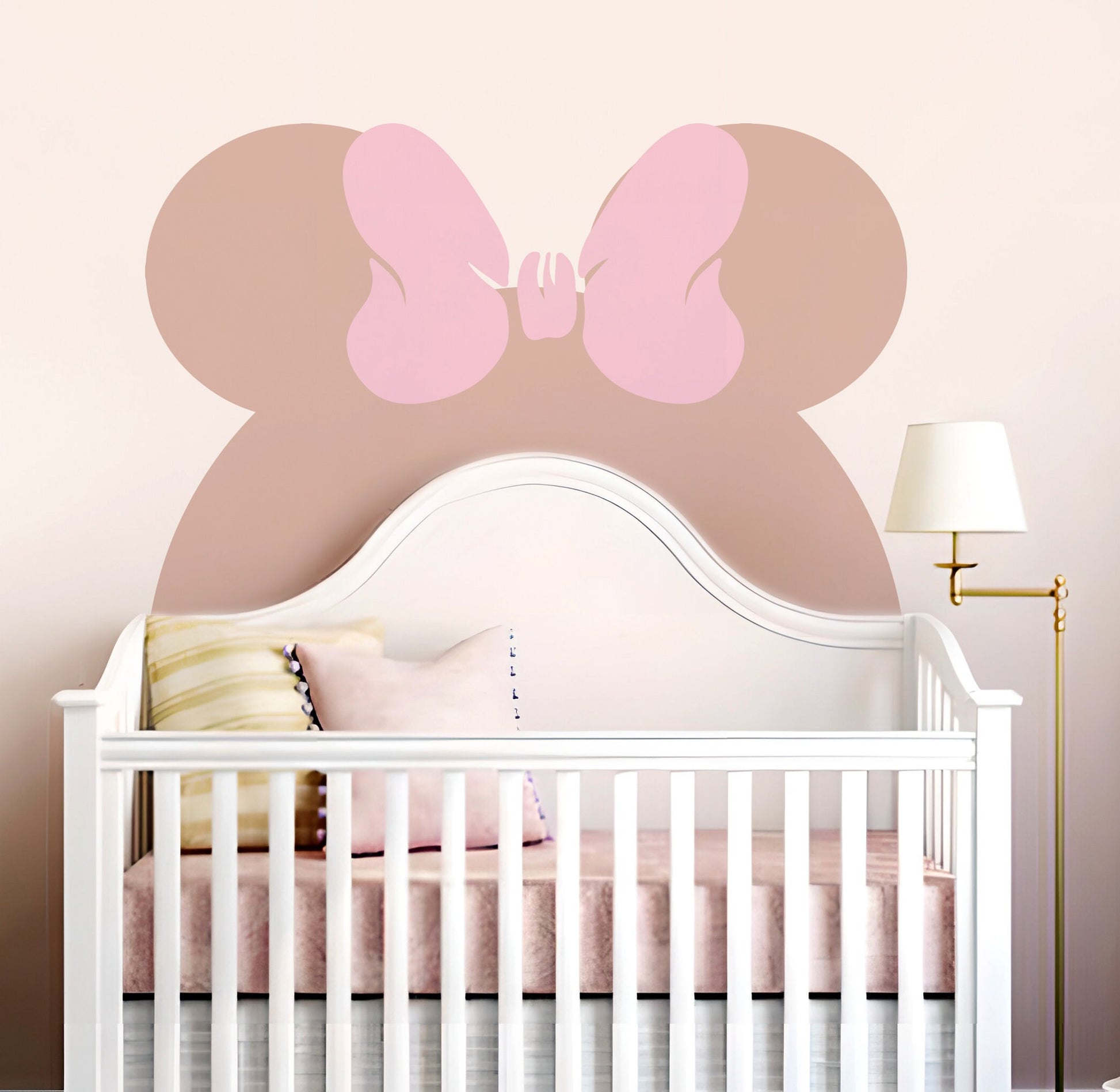 Mickey Headboard Wall Decals Custom Name Sticker Large Arch Minnie Mouse Ears Twin Nursery Bedroom Playroom Decor, LF553