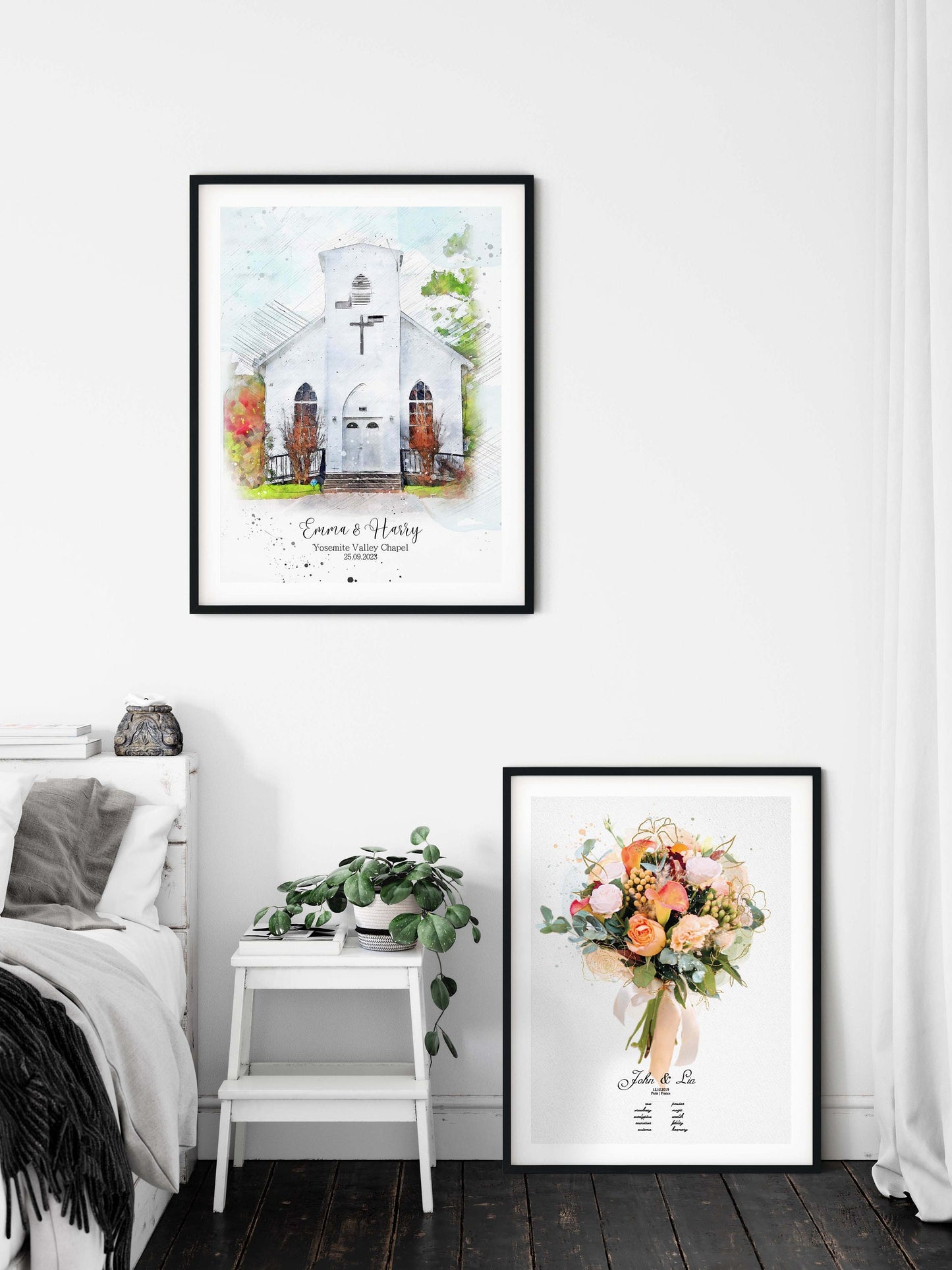 Custom Wedding Venue Print, Personalised Couple Gift, Painting from Photo