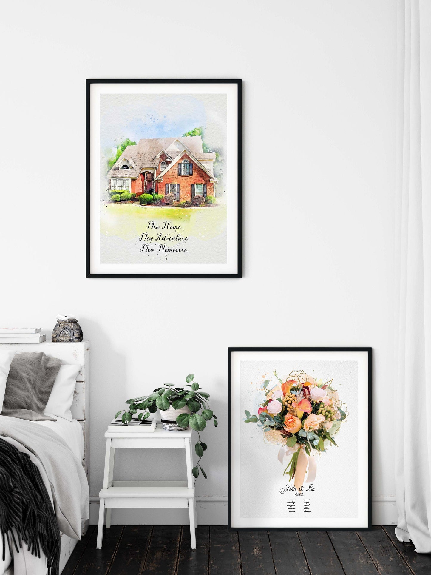 Couple Custom Gift for Anniversary Wedding Venue Personalised Print, Commission Art, Church Portrait, Watercolor Custom Drawing from Photo