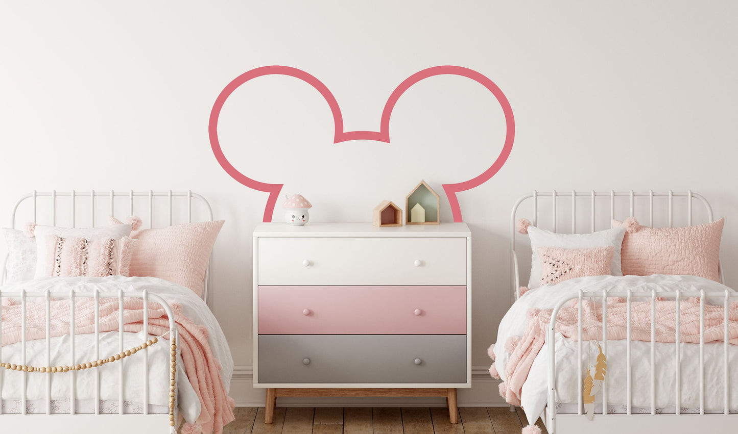 Mickey Toddler Headboard Wall Decal Large Arch Sticker Stars Nursery Mouse Ears Custom Name Playroom Bedroom Bathroom, LF552A