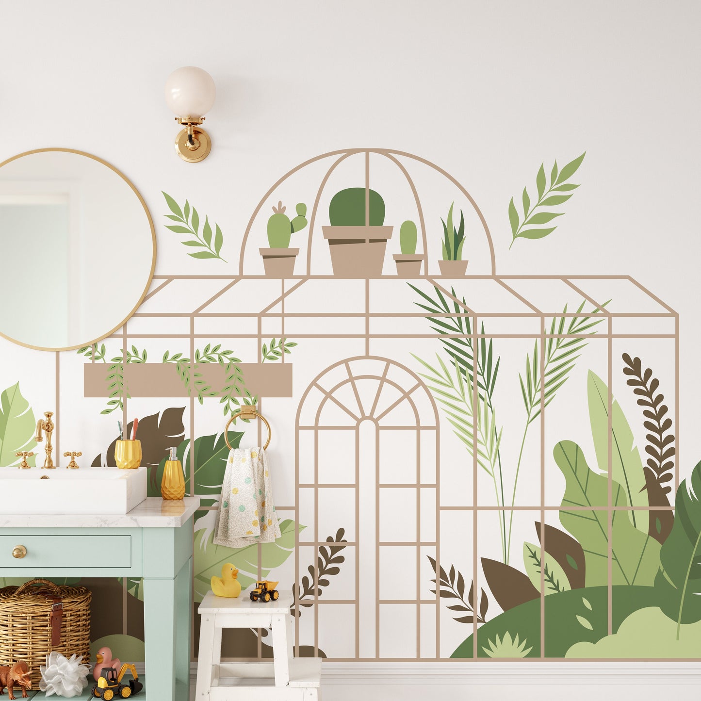 Greenhouse Wall Sticker Large Flower Greenery Decals Nature Boho Nursery Kid's Bedroom Bathroom PlayRoom Decoration, LF541