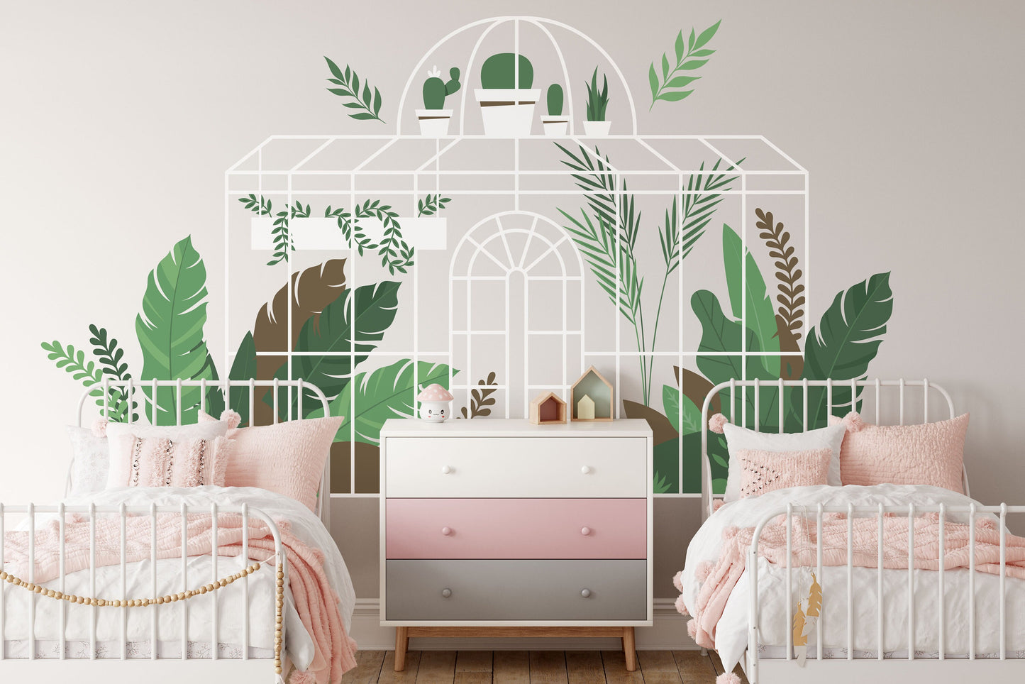 Greenhouse Wall Sticker Large Flower Greenery Decals Nature Boho Nursery Kid's Bedroom Bathroom PlayRoom Decoration, LF541