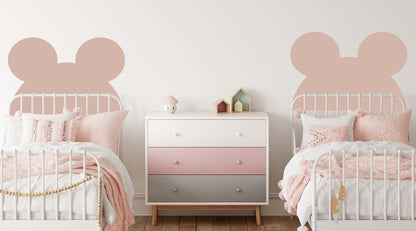 Mickey Headboard Wall Decals Custom Name Sticker Large Arch Minnie Mouse Ears Twin Nursery Bedroom Playroom Decor, LF553